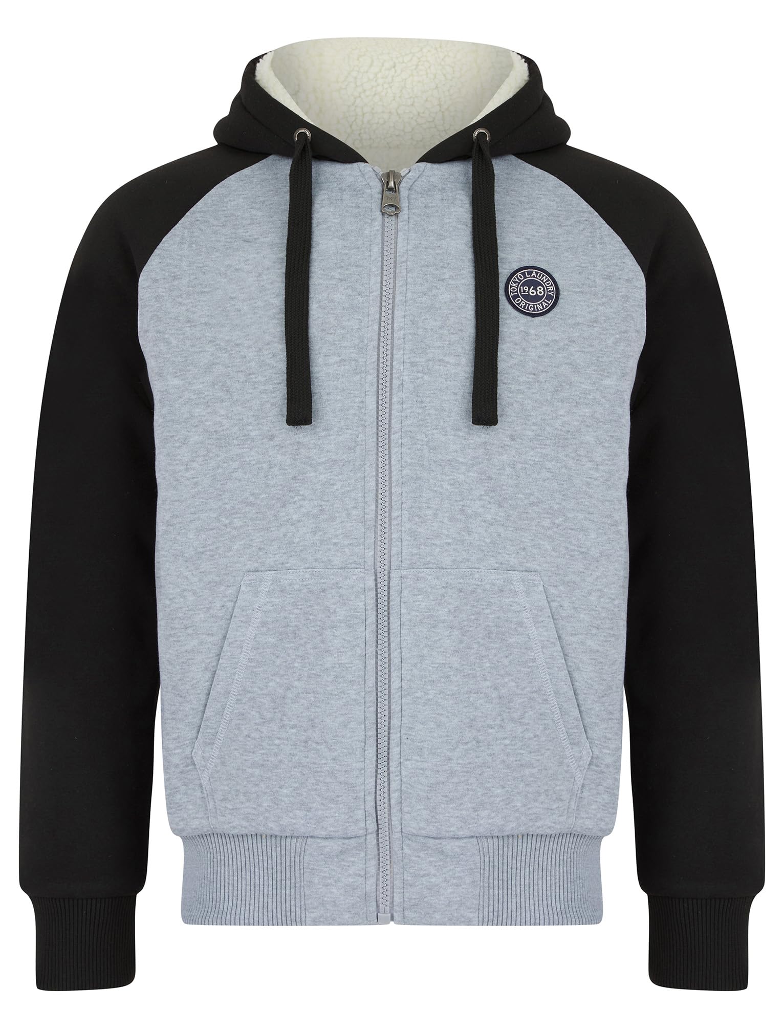 Tokyo Laundry Men's Light Grey Petersburg Chunky Zip Through Borg Lined Fleece Hoodie In Marl S