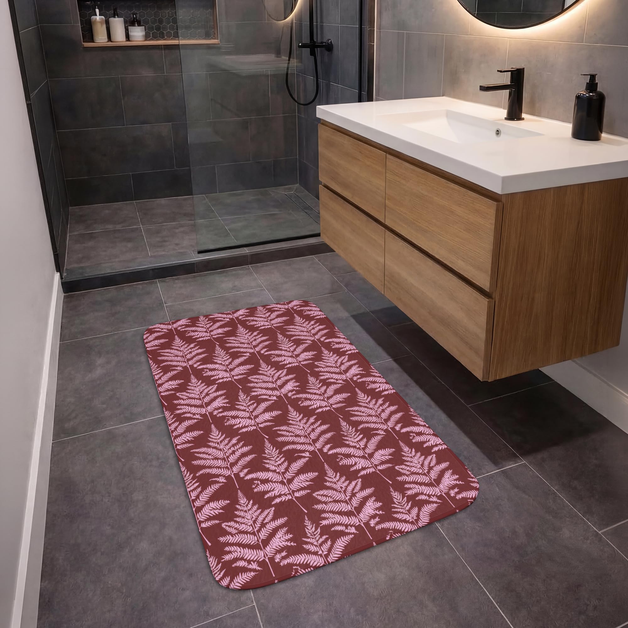 Alfombra Baño Rectangular 60x90 cm Decoracion Bathroom Mat Non Slip Shower Lavable Antideslizante Alfombrilla Tapete Banheiro Hoja - Patrón - Morado