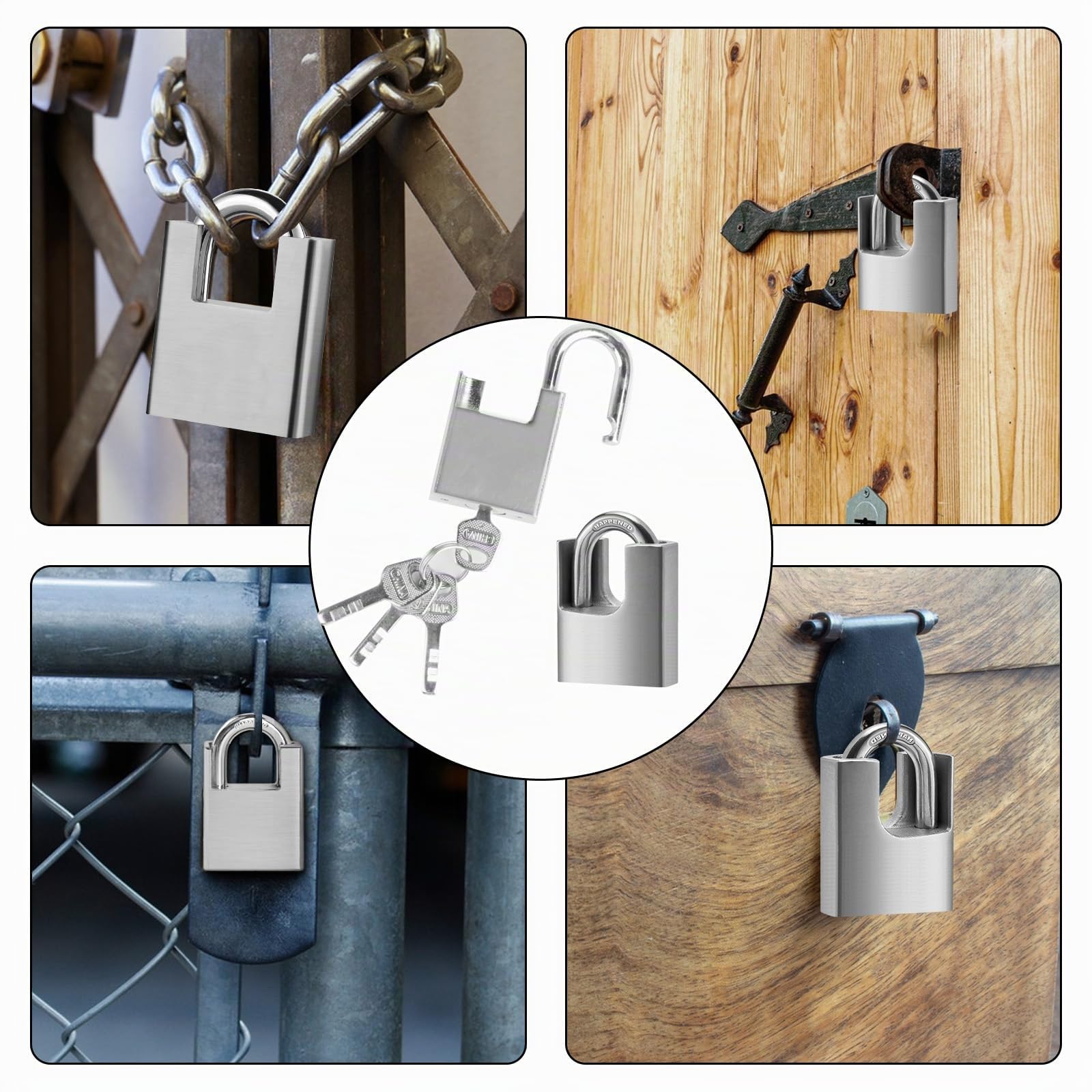 2 candados resistentes con llaves para exteriores, 40 mm, impermeables, industriales, de alta seguridad, resistentes a la intemperie, para contenedores, almacenes, garajes, obturadores, puertas