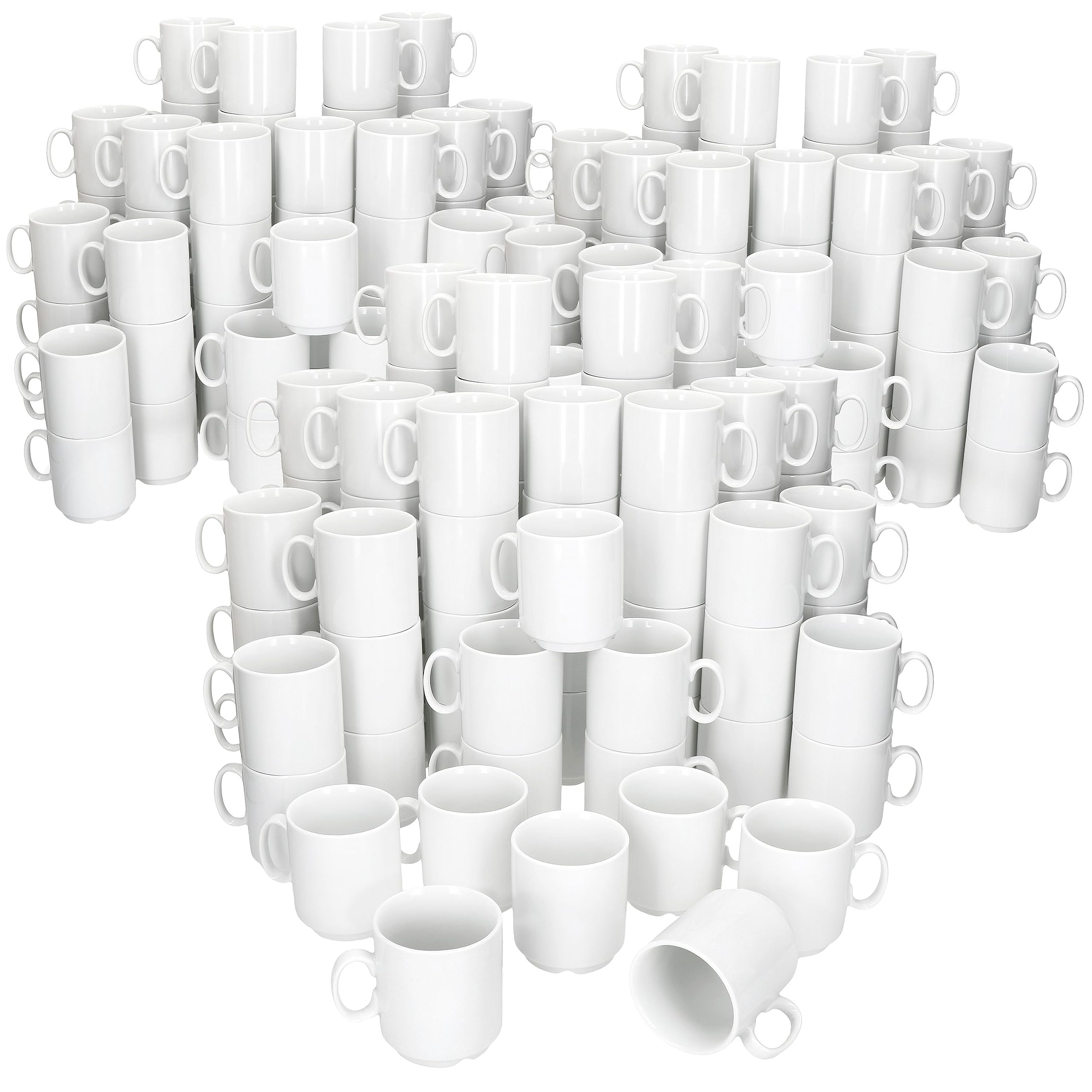 MamboCat Event 120er Set Kaffeebecher I 250 ml I weiße Porzellan-Becher mit Henkel 120 Personen I stapelbare Tassen für Heißgetränke wie Tee, Kakao, Latte Macchiato&Co I schickes Kaffee-Geschirr