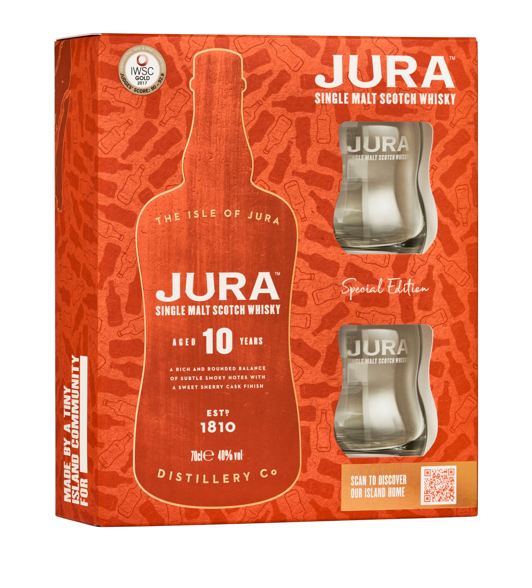 Jura Single Malt 10 mit zwei Gläsern Design 2022