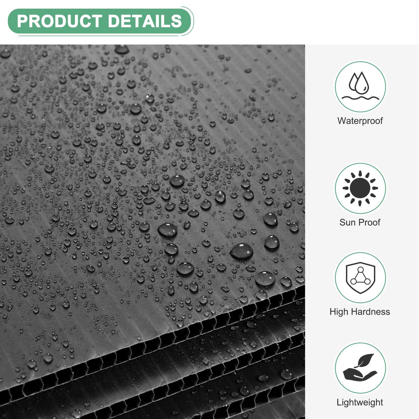 M METERXITY 10-Pack Hojas De Plástico Corrugado, 24 Pulgadas X 36 Pulgadas Tablero De Cartel Corrugado Impermeable Para Letreros De Patio De Venta De Garaje/Aula[5mm De Grosor, Negro]