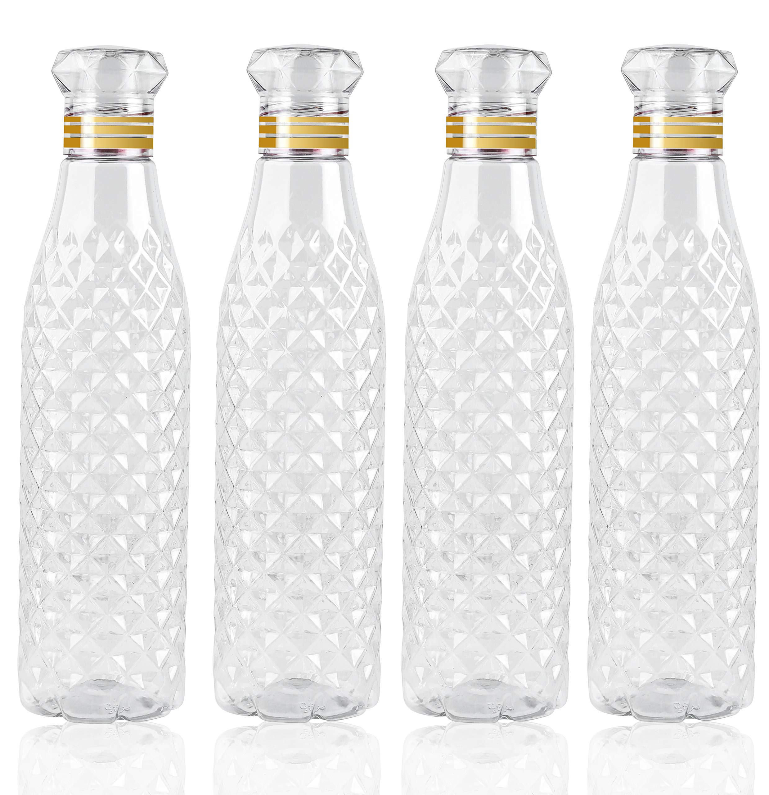 Cloudsell Water Bottles 1000ml Unbreakable Plastic, Fridge Bottles set for Office, Sports, School, Travelling, Gym, Yoga - BPA and Leak Free & Unbreakable Bottle (Pack of 4, Checkered Design)