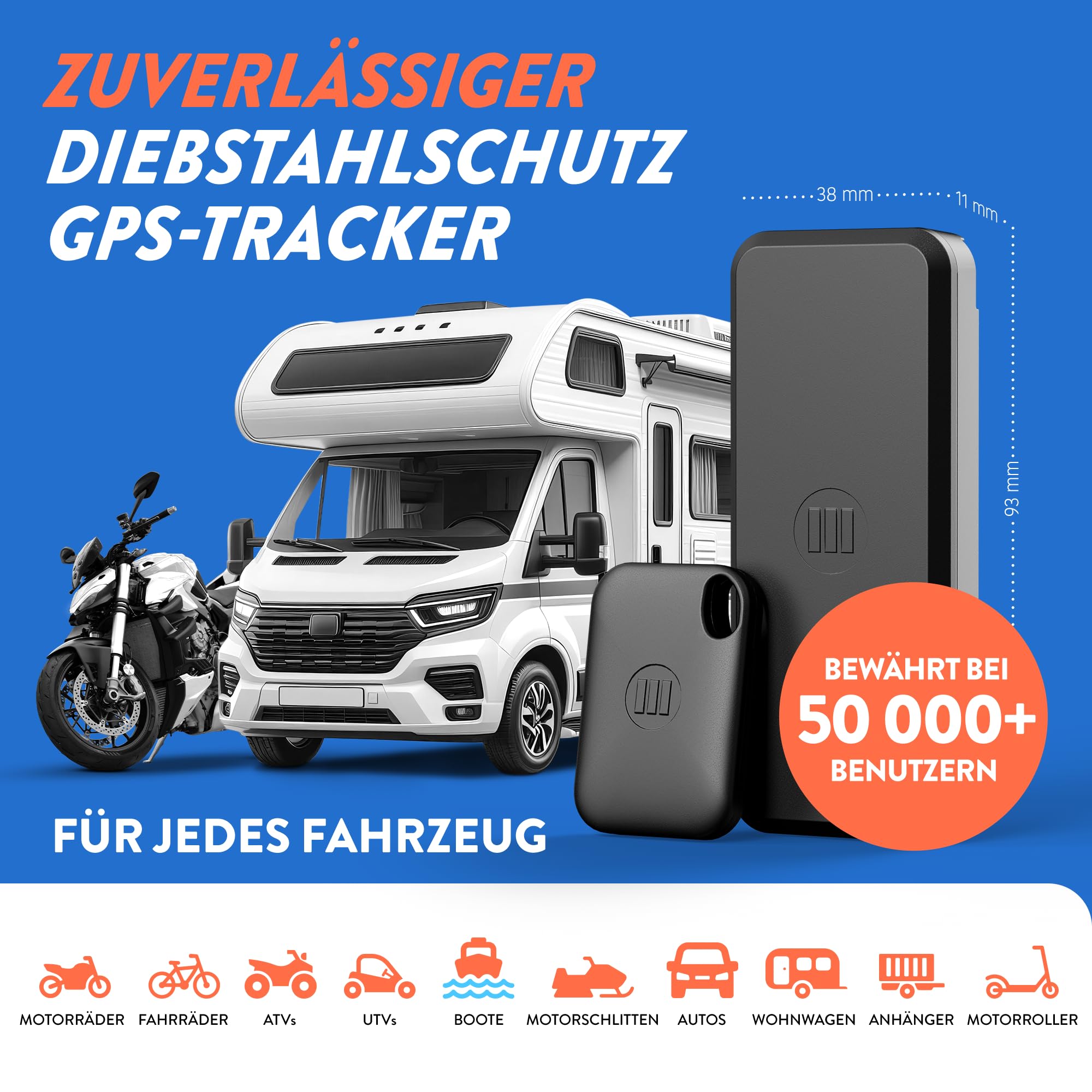 Monimoto 9 Anti-Diebstahl GPS und Alarm Tracker DIY-Installation, Keine Verkabelung, wasserdicht, globale Abdeckung - Smart GPS-Tracker für Motorräder, Autos, Fahrräder, ATVs, Boote, Wohnmobile