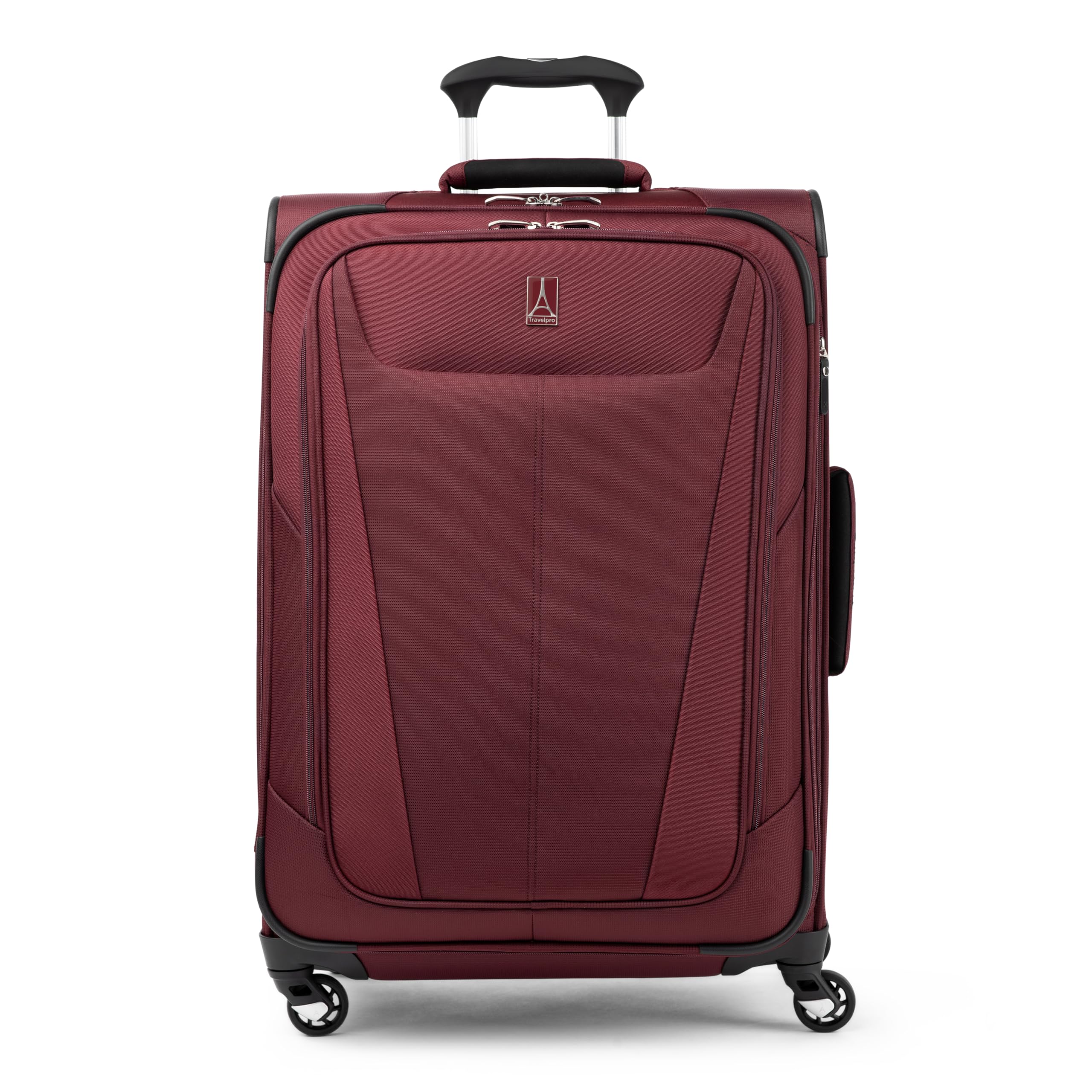 Sponsored Ad - Maxlite 5 Softside Expandable Luggage with 4 Spinner Wheels, Lightweight Suitcase, Men and Women, Burgundy, Checked-Medium 25-Inch