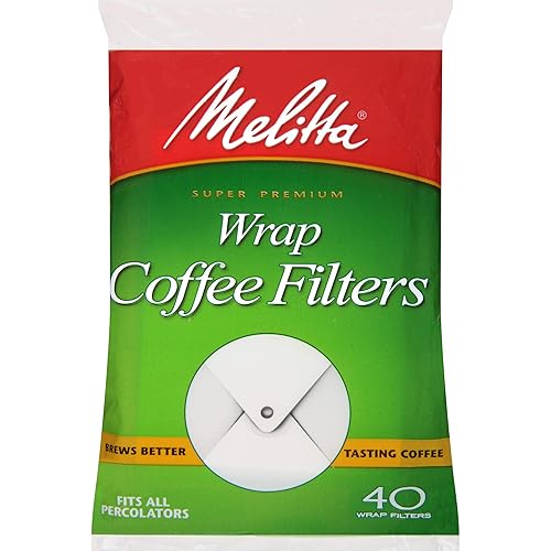 Melitta Filtro de café desechable, grande, 40 ct, blanco (130141)