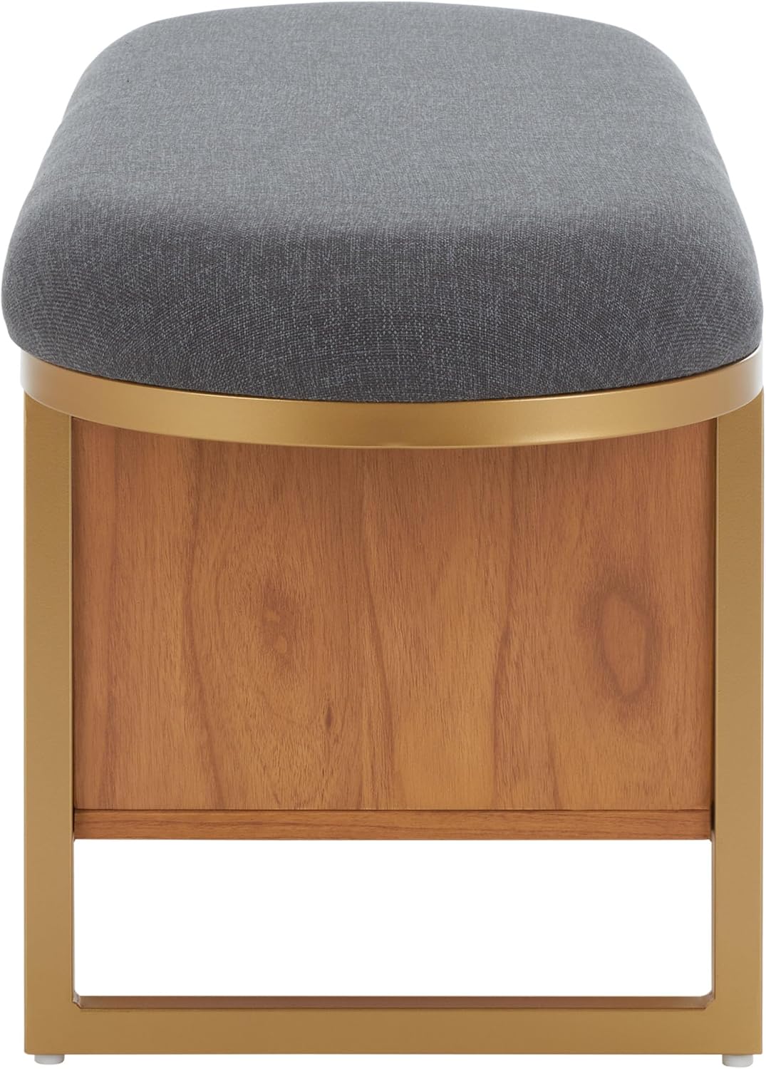 SAFAVIEH Home Collection Iona Dark Grey/Walnut Open Shelf Bench with Cushion