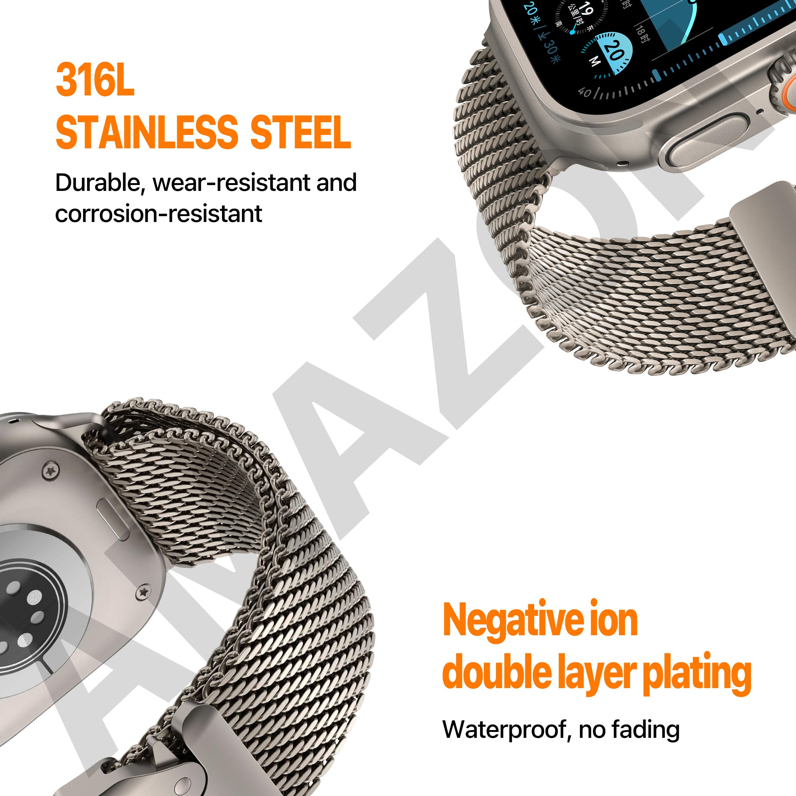 ELETTRONEO BM2 Straps for Apple Watch Band Milanese Ultra 3 2 49mm, Series 11 10 46mm, 9 8 7 45mm 41mm, SE 6 5 4 44mm 40mm - Image 4