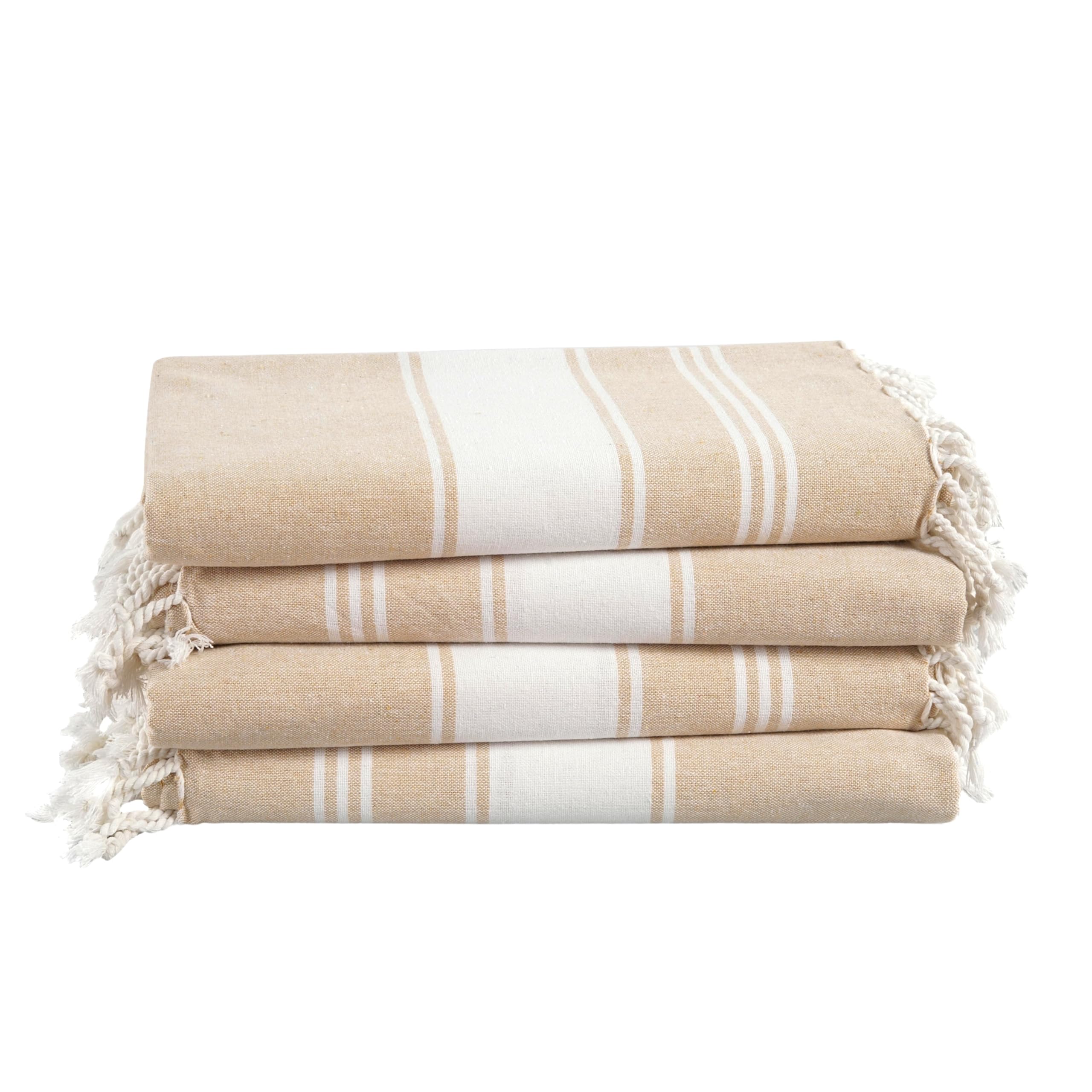 LANE LINEN Beach Towel 4 Pack, Oversized Beach Towels for Adults, Lightweight Travel Beach Towels, Pre-Washed for Soft Hand Feel, Quick Dry Beach Towels, 39"x71" - Beige