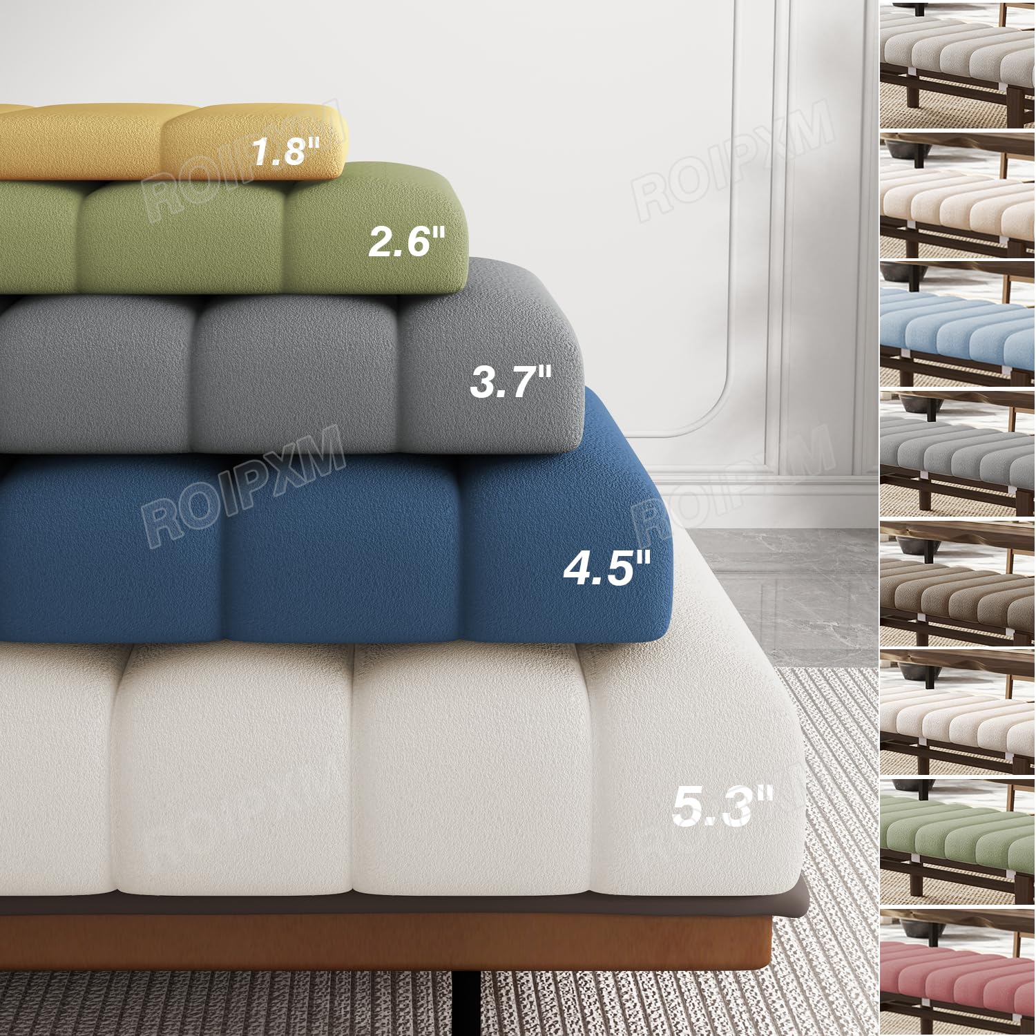 Custom Window Seat Cushion, Anti-Cat Scratch Circle Fleece Bay Window Cushion, Non Slip Bench Cushions for Indoor Furniture, Thickened Sponge Window Bench Cushion, Waterproof Custom Cushion