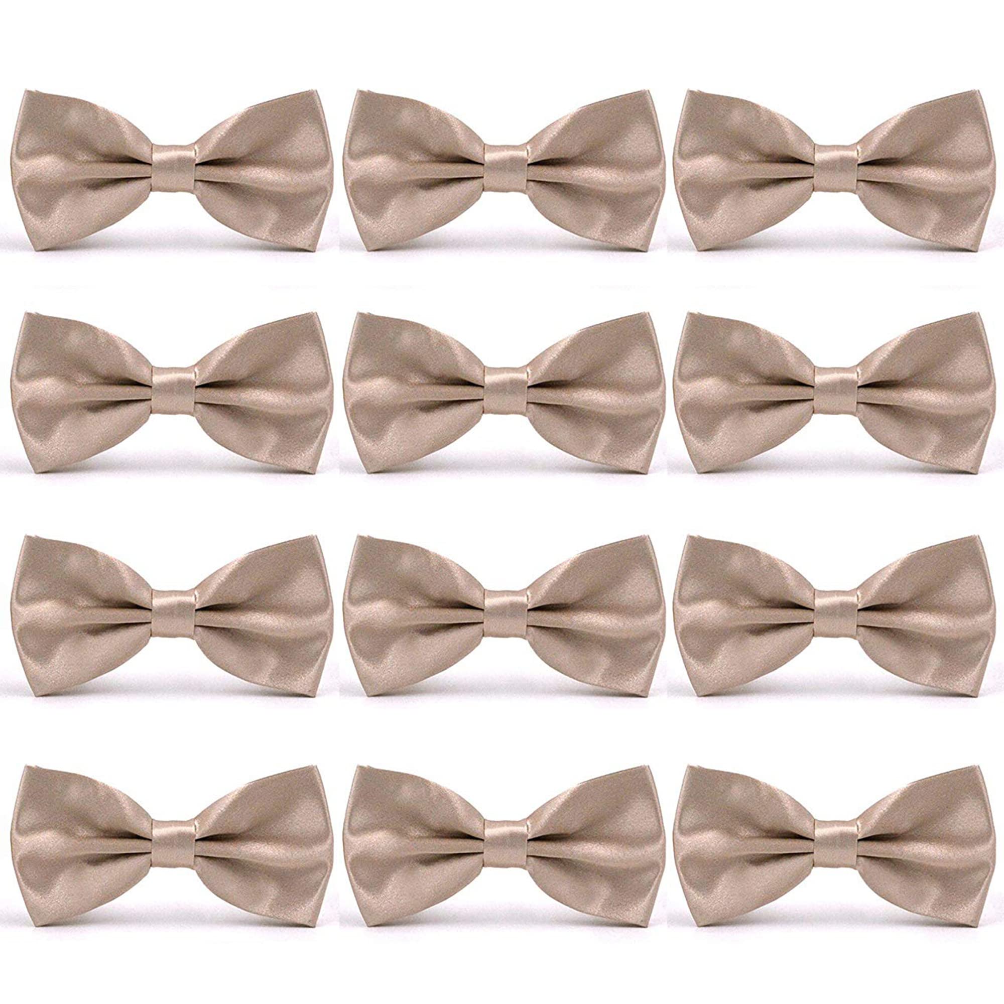 AVANTMEN Men's Bowties Formal Satin Solid - 6/12 Pack Bow Ties Pre-tied Adjustable Ties for Men Many Colors Option in bulk