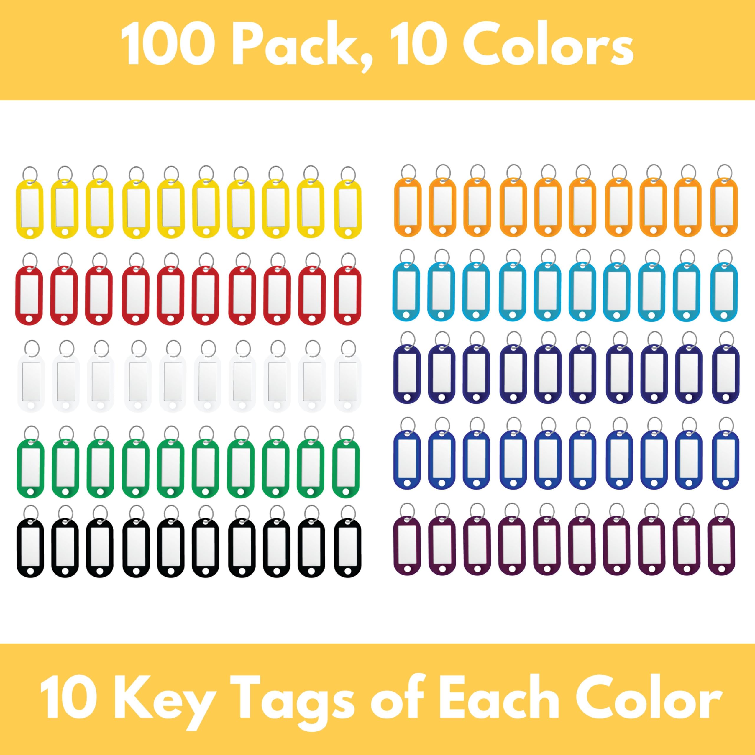 50 Étiquettes Porte-Clés - 5 Couleurs | Avec Étiquettes Papier | Pour Clés, Animaux, Bagages
