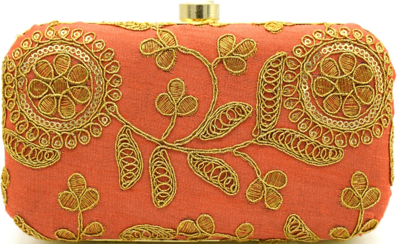TOOBA Handicraft Women’s Embroidered Clutch Purse | Elegant Handbag with Zari & Sequin Work | Wedding, Cocktail, Party & Festive Bridal Gift Bag for Women & Girls