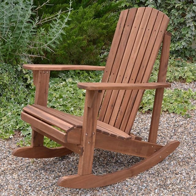 Plant Theatre Adirondack Chair - Acacia Hardwood Outdoor Rocking Chairs for Fire Pit, Lawn and Patio