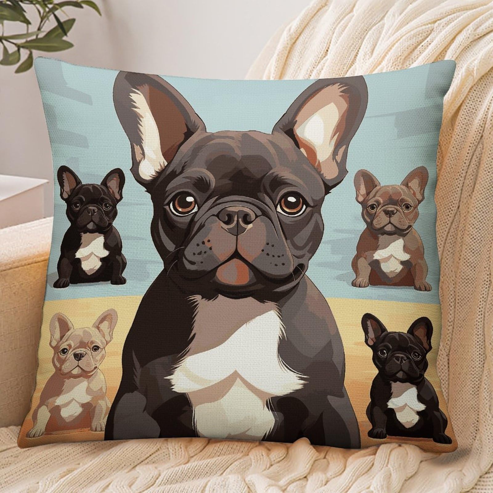Fekiloot Style French Bulldog Dog Cute Pillowcase Pillow Sham Pillow Case