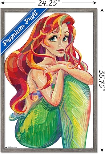 Miniatura 3 de Trends International Disney La Sirenita Ariel - Póster de pared estilizado, 22.375 x 34 pulgadas, versión enmarcada de madera de granero