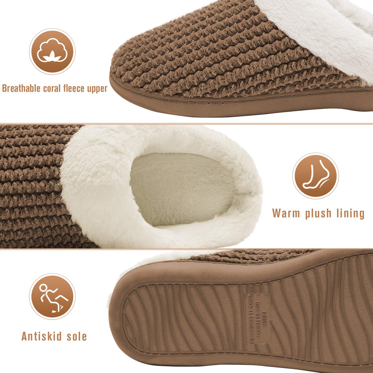 Kuako Inverno Pantofole Donna Peluche Ciabatte Caldo Comode Scarpe da Casa Antiscivolo Memoria Schiuma Pantofole Interno Esterno