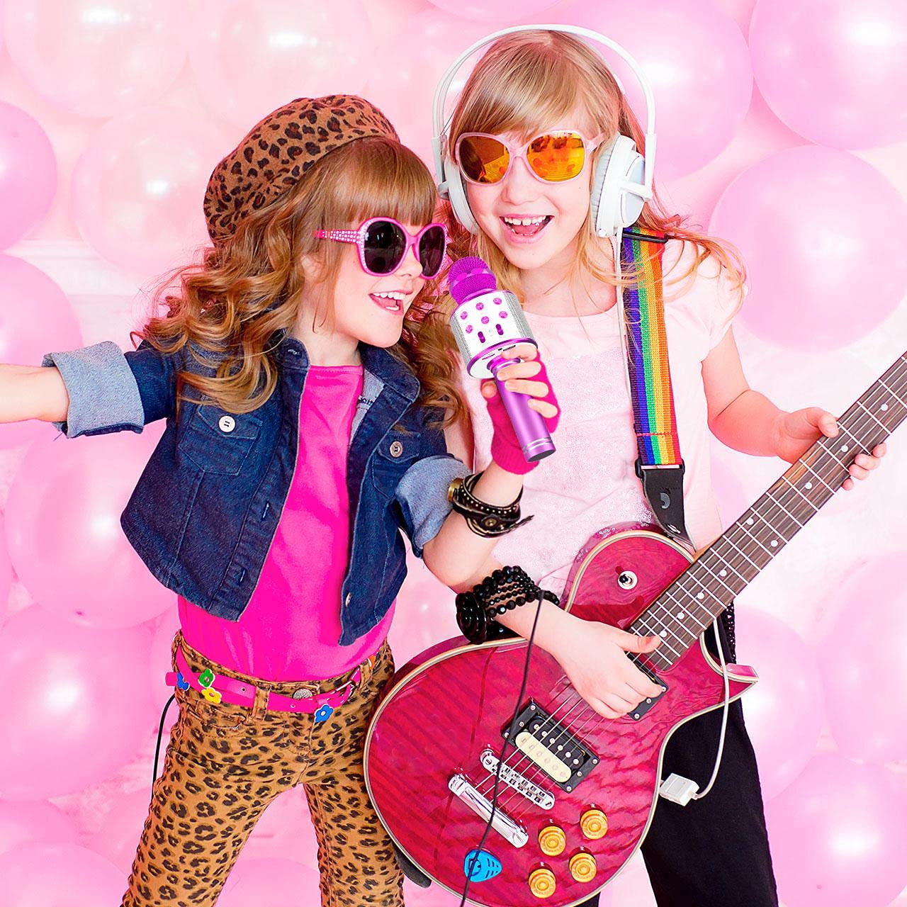 GeschenPark Bluetooth Microfono Karaoke per Bambini, Giocattolo Regalo Bambina 3-10 Anni Giocattoli Bambina Microfono Wireless Regali Natale Bambini