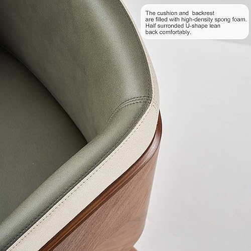 Miniatura 31 de ARTPLAN Uphoolsted - Silla de comedor moderna de mediados de siglo, piel sintética con nogal, silla con brazo acentuado, silla de estar con pies de