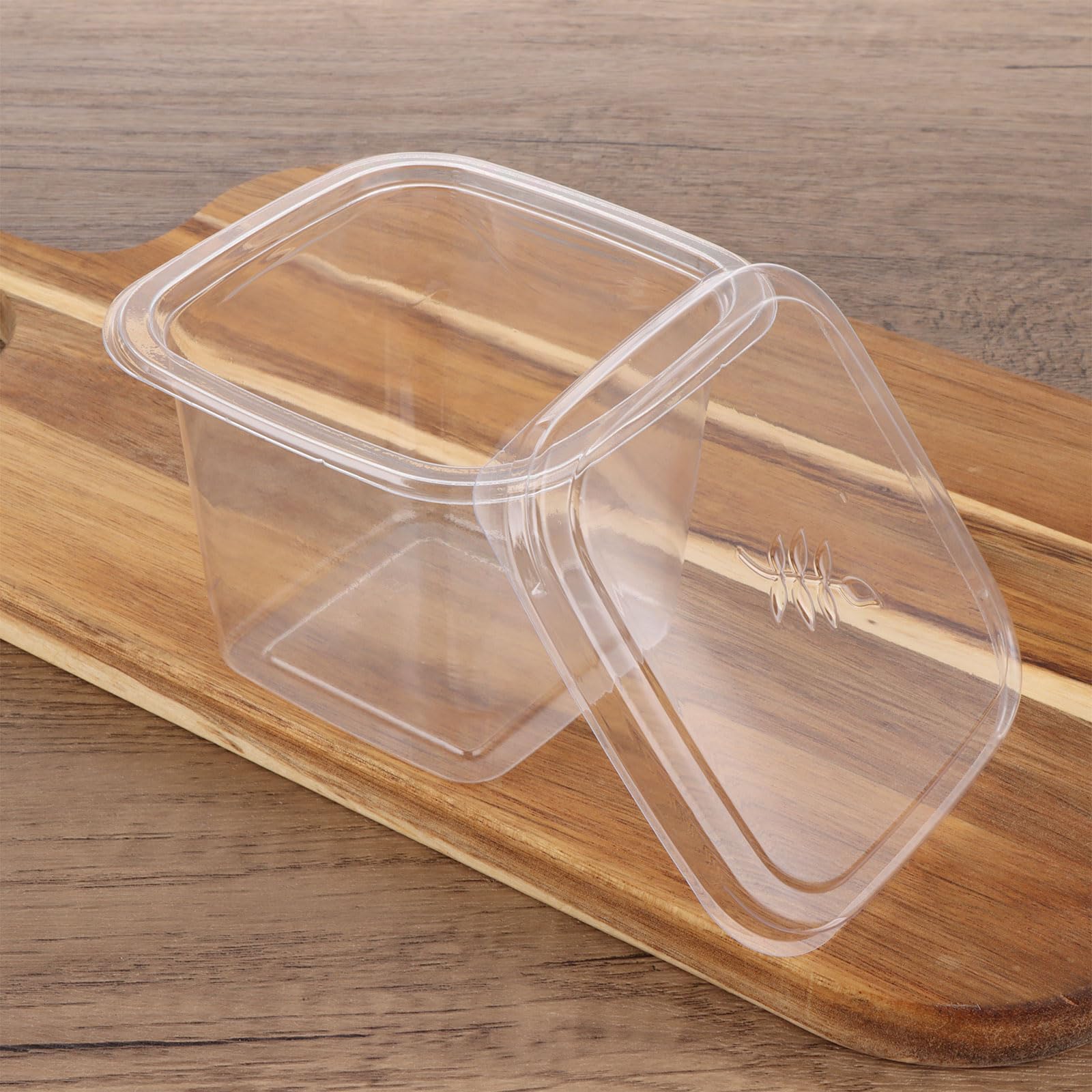Lot de 100 gobelets à dessert carrés en plastique transparent avec couvercles pour cupcakes, pudding, mousse, crème glacée - 360 ml