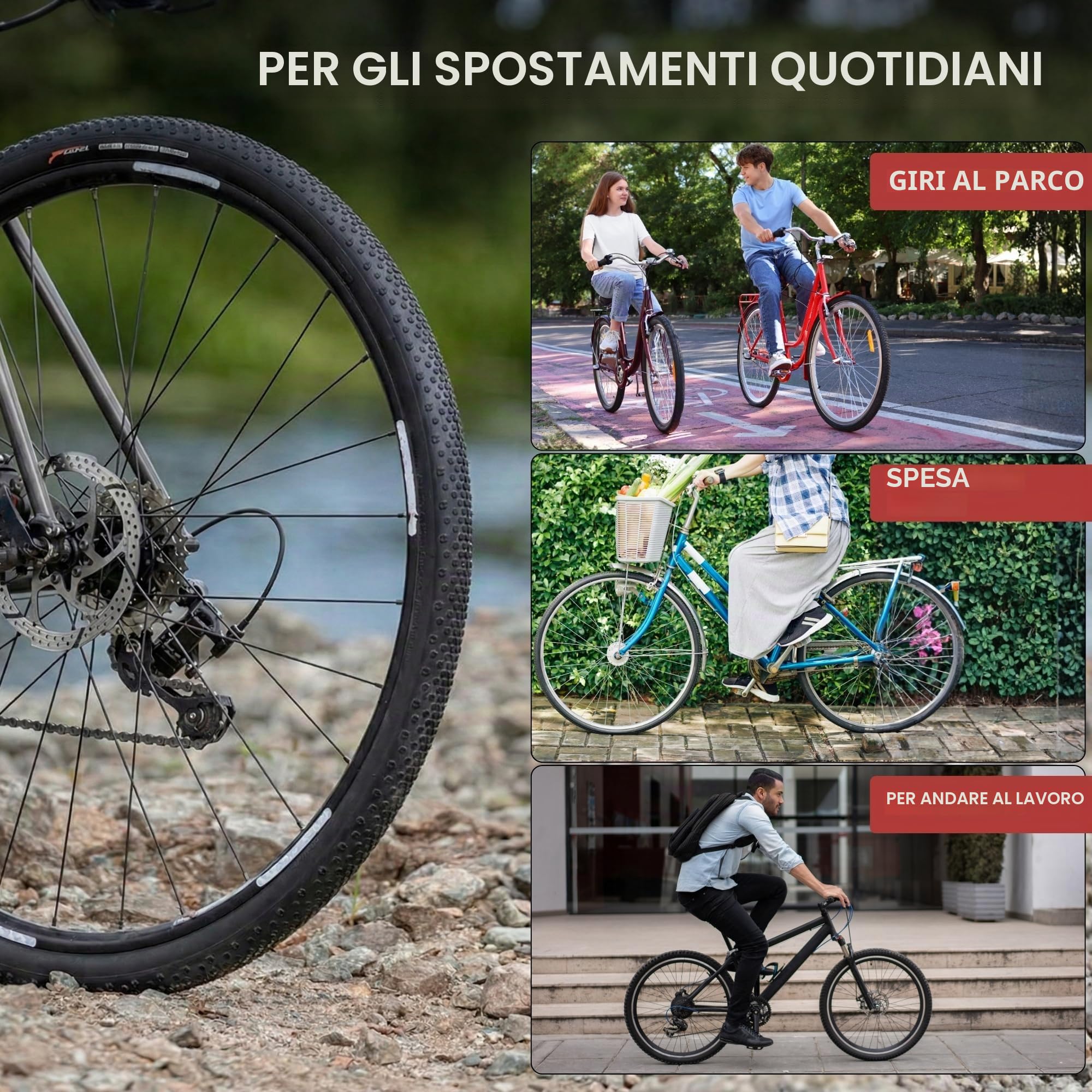 Fincci Copertoni Gravel 700x38c ETRTO 40-622 con Camere e Protezione 1 mm | Pneumatici Gravel 700x38c, ETRTO 40-622, Camere d'Aria e Protezione 1 mm - Per MTB, E-Bike, Città, Uomo e Donna - Set 2
