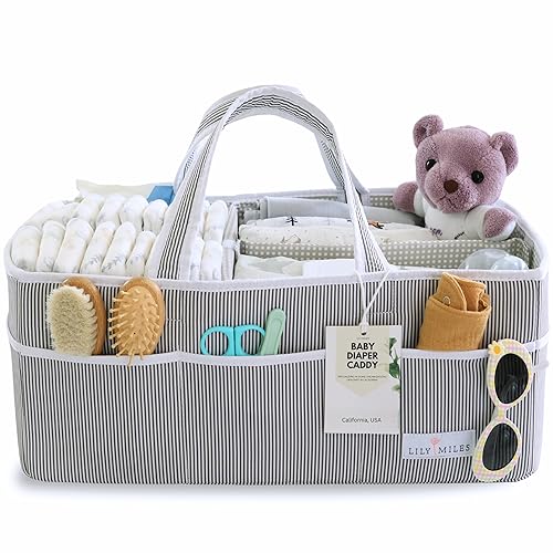 Lily Miles Organizador de pañales para bebé, bolsa organizadora para bebés niños o niñas, cesta de baby shower, imprescindible para el cuarto de