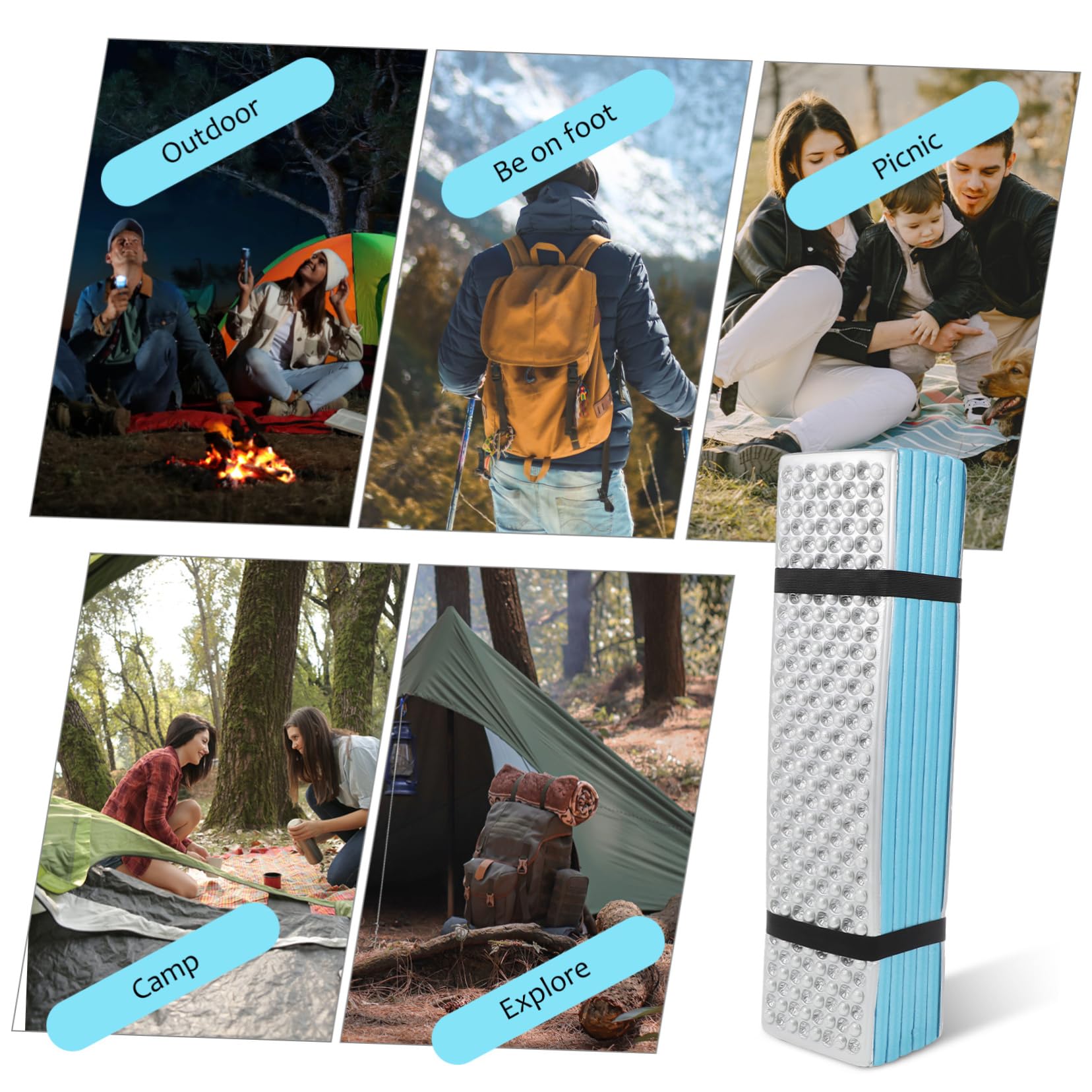 BESPORTBLE Camping Bed Insulated Foam Sleeping Mats 186x60cm Blue Waterproof Comfortable