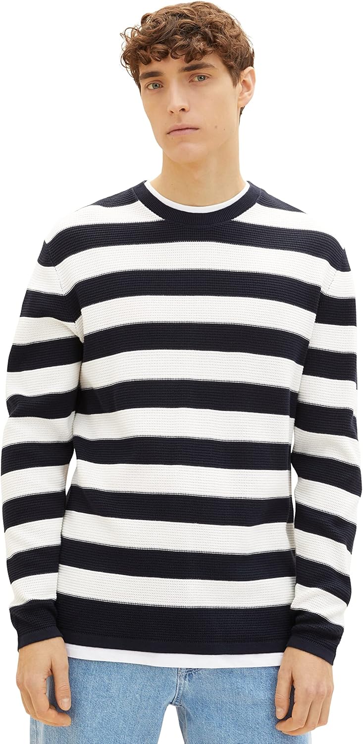 TOM TAILOR Denim Herren Pullover 1034928, 31106 - Green White 