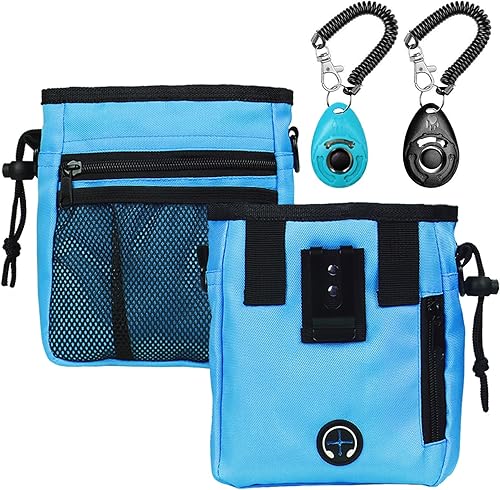 Vista 31 de STMK Bolsa de golosinas para perros, kit de entrenamiento de clicker para perros, bolsa de entrenamiento para perros para entrenamiento, 3 formas