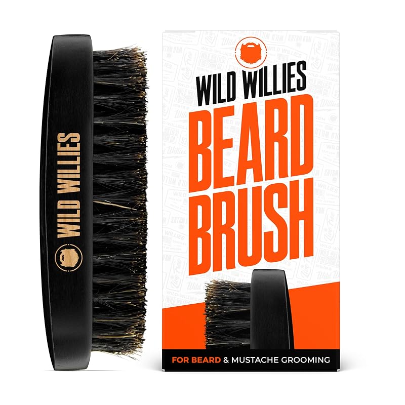 Escova Wild Willies para Barba e Cabelo com Cerdas Naturais de Javali, Tamanho para Viagem