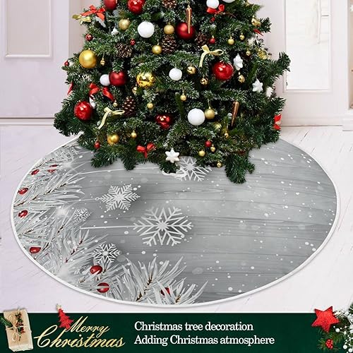Miniatura 6 de Falda de árbol de Navidad plateada árbol de Navidad copo de nieve para fiesta festiva