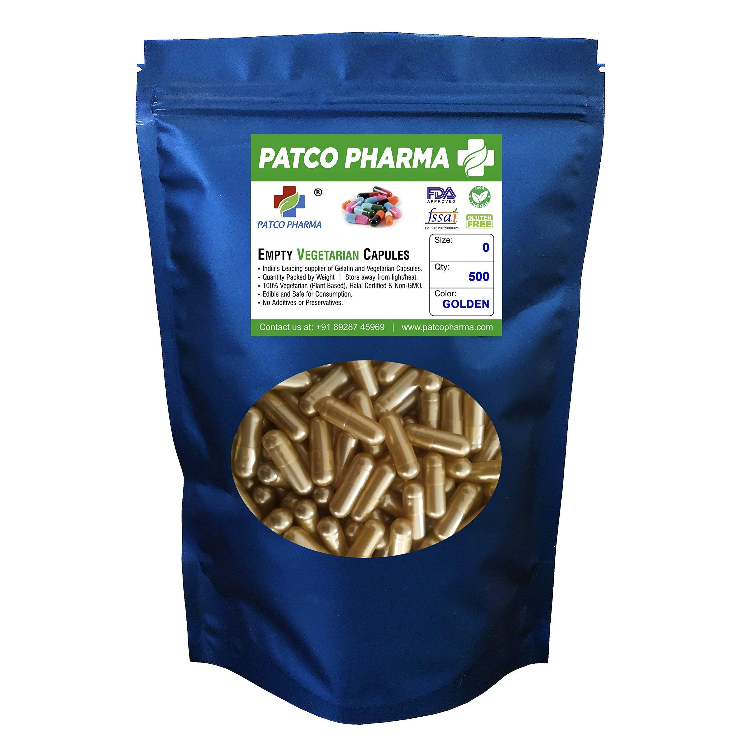 Patco Pharmaceuticals - Size 0 Golden Empty Vegetarian Pill Capsule - Gluten Free/Halal Certified | DIY Powder Filling (Pack Of 500)-image-32