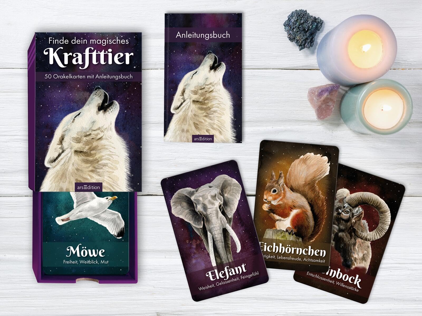 Finde dein magisches Krafttier: 50 Orakelkarten mit Anleitungsbuch | Wunderschön iIllustrierte, spirituelle Krafttierkarten