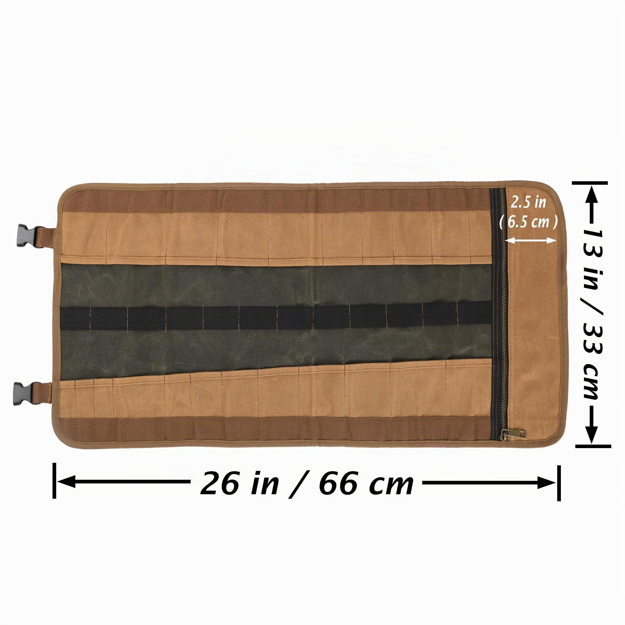 Rollo de herramientas de lona, estuche de herramientas de 23 bolsillos, resistente de lona encerada de 16 onzas (26 pulgadas de largo x 13 pulgadas de ancho), bolsa enrollable para herramientas con