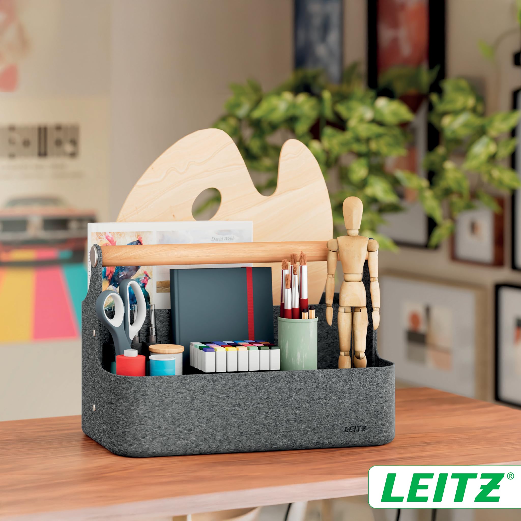Przenośny Organizer Leitz Fabric z Uchwytem - Składany Organizer na Biurko z 4 Przegródkami z Ochronnych Materiałów z Recyklingu - 38 x 19 x 26 cm