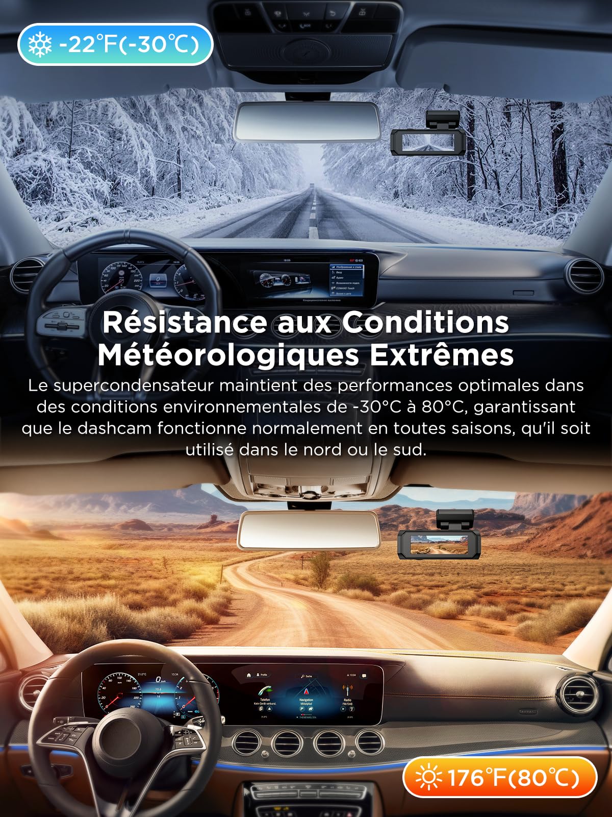 Penemay Dashcam Voiture Avant Arrière, 4K+1080P Camera Voiture, Carte SD 64G, 2,99'' IPS WiFi Caméra Embarquée Voiture avec Vision Nocturne, WDR, Grand Angle 170°, G-Capteur (B-T006)