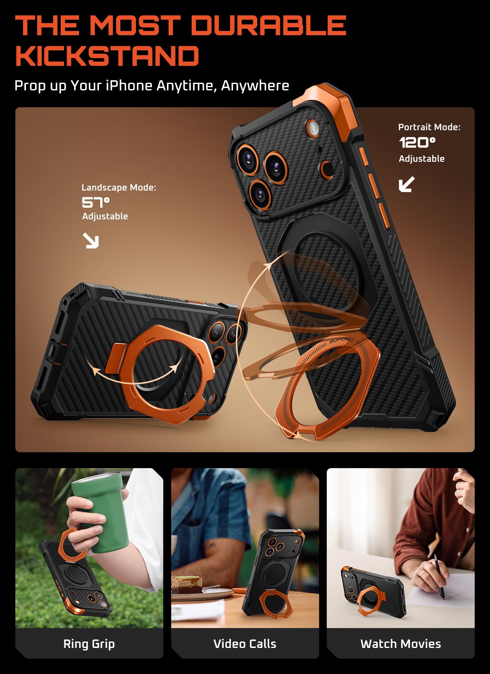 SUPCASE etui na iPhone 17 Pro Max z uchwytem na pierścień (Unicorn Beetle Grip), [kompatybilne z MagSafe], szczupła, mocna osłona ochronna, magnetyczne etui na telefon komórkowy dla iPhone 17 Pro Max