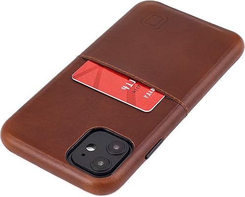 Dockem Funda para iPhone 11 (6.1 "): Funda delgada de piel auténtica con placa metálica incorporada para montaje magnético: Virtuosa M1 [marrón]