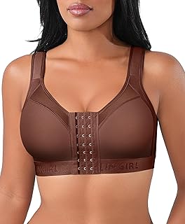 FeelinGirl Front Closure Post Surgery Compression Bra with Adjustable Straps Wireless Breast Augmentation Post Op Bras