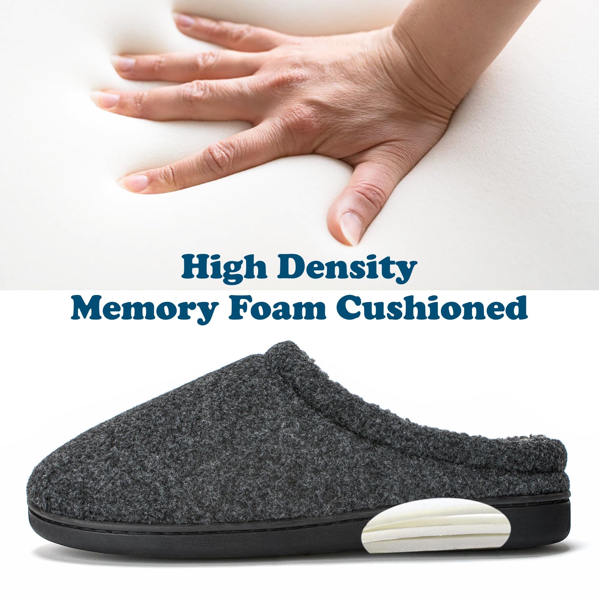 Men’s Slippers Indoor Outdoor, Warm House Shoes for Men with Plush Lining and Non-Slip Sole, Cozy Winter Comfort Footwear Size 7-14