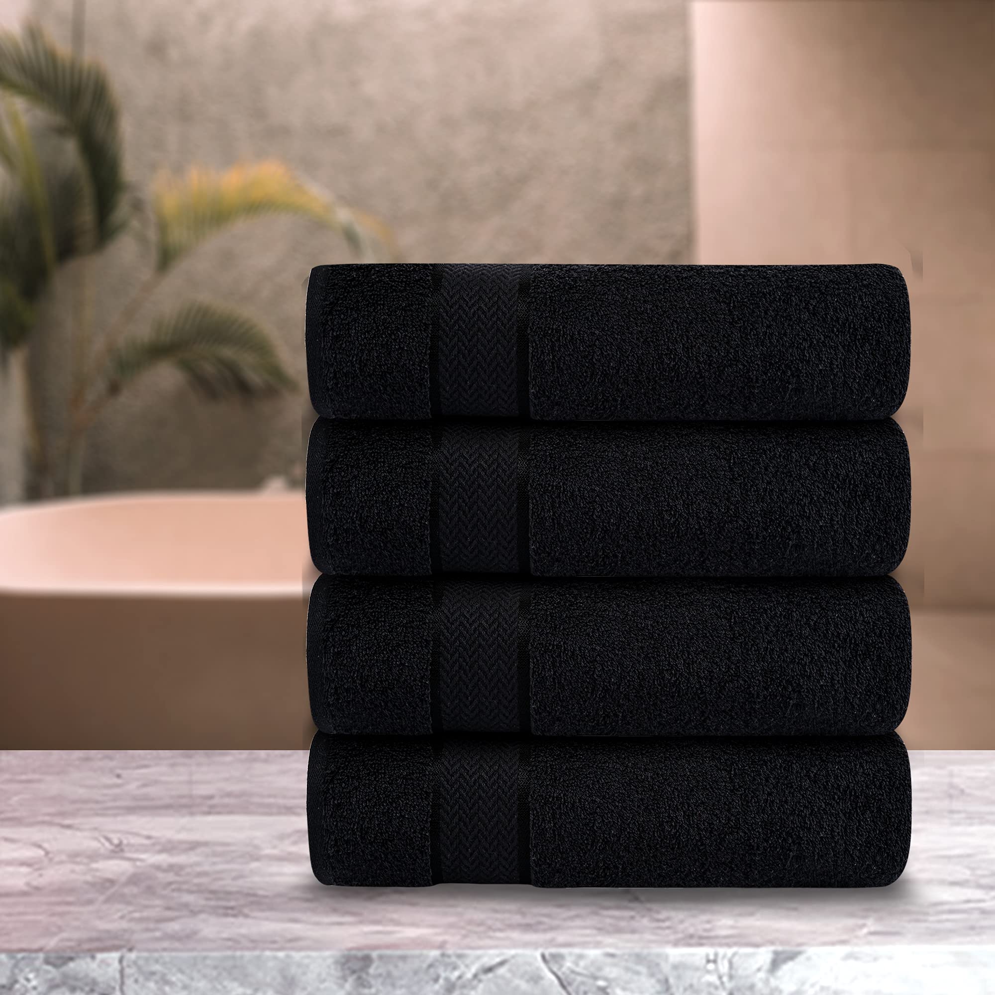 Toallas de baño de lujo, 100 % algodón, ultrasuaves, afelpadas, gruesas, esponjosas, altamente absorbentes, de secado rápido, para el hogar, gimnasio, piscina, hotel, ducha, juego de 4
