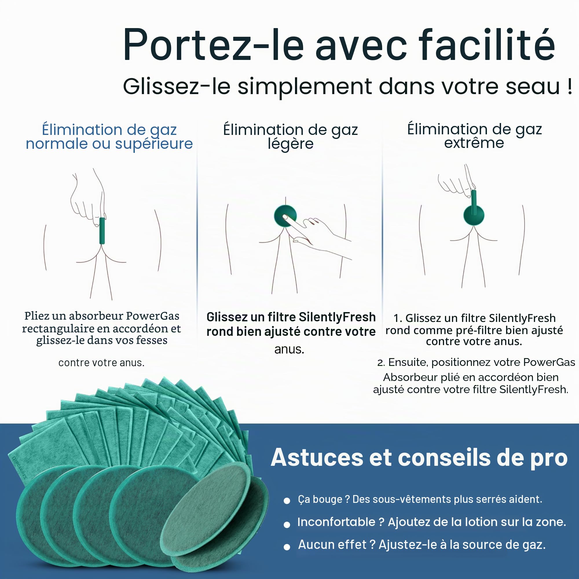 Élimination des flatulences à haute absorption ! Éliminez les odeurs et le bruit jusqu'à 100% ! Pas d'embarras flatulence lié à l'alimentation, au syndrome du côlon irritable, IBS, diverticulite,