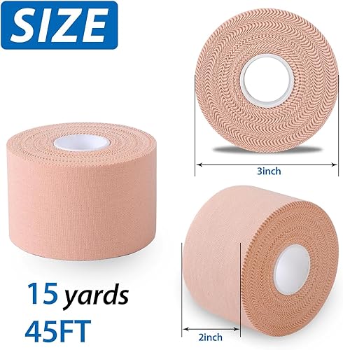 Miniatura 2 de popbob Paquete de 2 cintas deportivas deportivas negras de 2 pulgadas x 15 yardas, adhesivo muy fuerte e hipoalergénico de algodón transpirable,