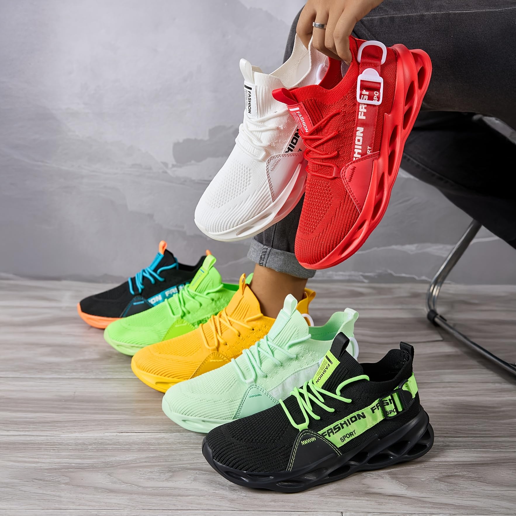 Uomo Donna Running Scarpe da Ginnastica Leggere Traspirante Casual Sportive Mesh Comode Fitness Jogging Sneakers Multicolore EU 36-46