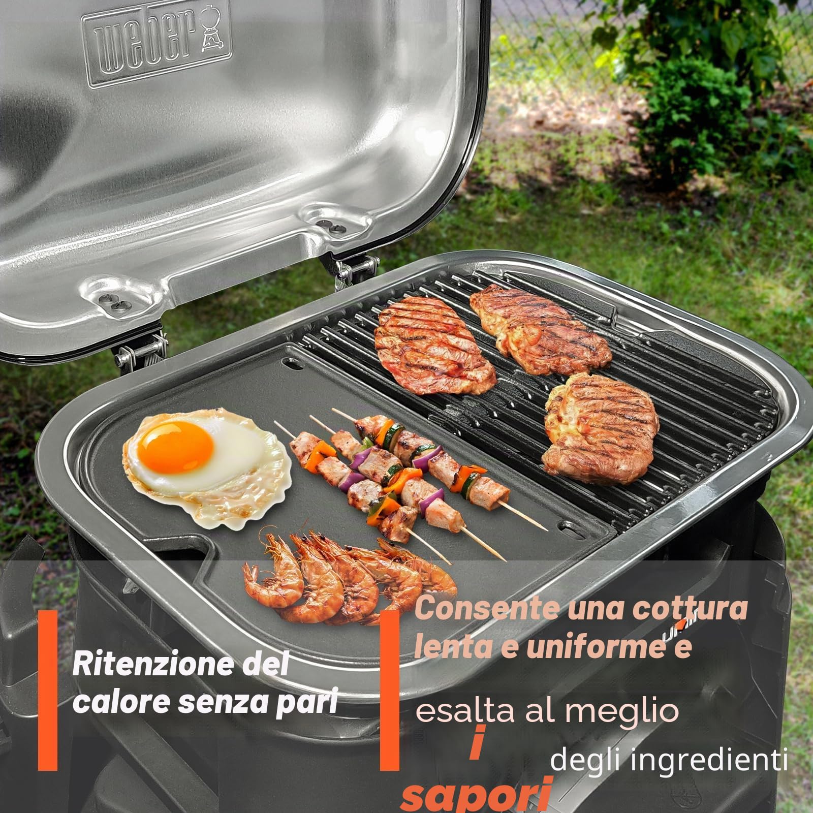 Denmay 28,5 x 21 cm, piastra in ghisa per barbecue Weber Lumin Compact, padella di ricambio per barbecue Weber Lumin Compact, 1 confezione