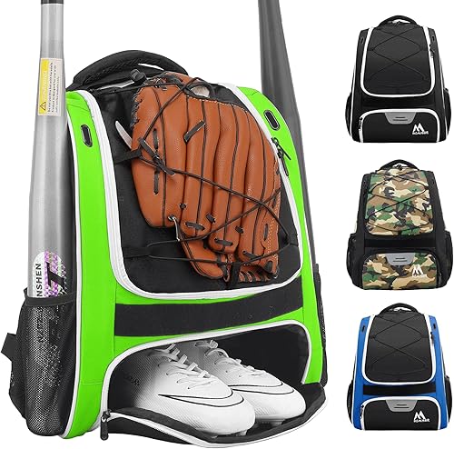 Bolsa de béisbol - Mochila de béisbol para béisbol, compartimento principal grande, softball y equipo para jóvenes y adultos