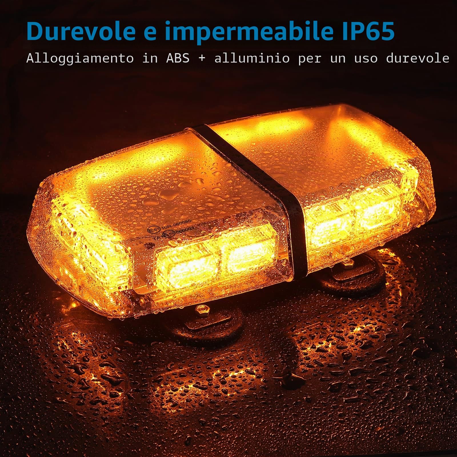 AUTOUTLET Luce stroboscopica LED barra di Emergenza 12/24V Luce stroboscopica a 72 LED con Base Magnetico Colore Ambra Luce di Avvertenza per Camion Auto Rimorchio