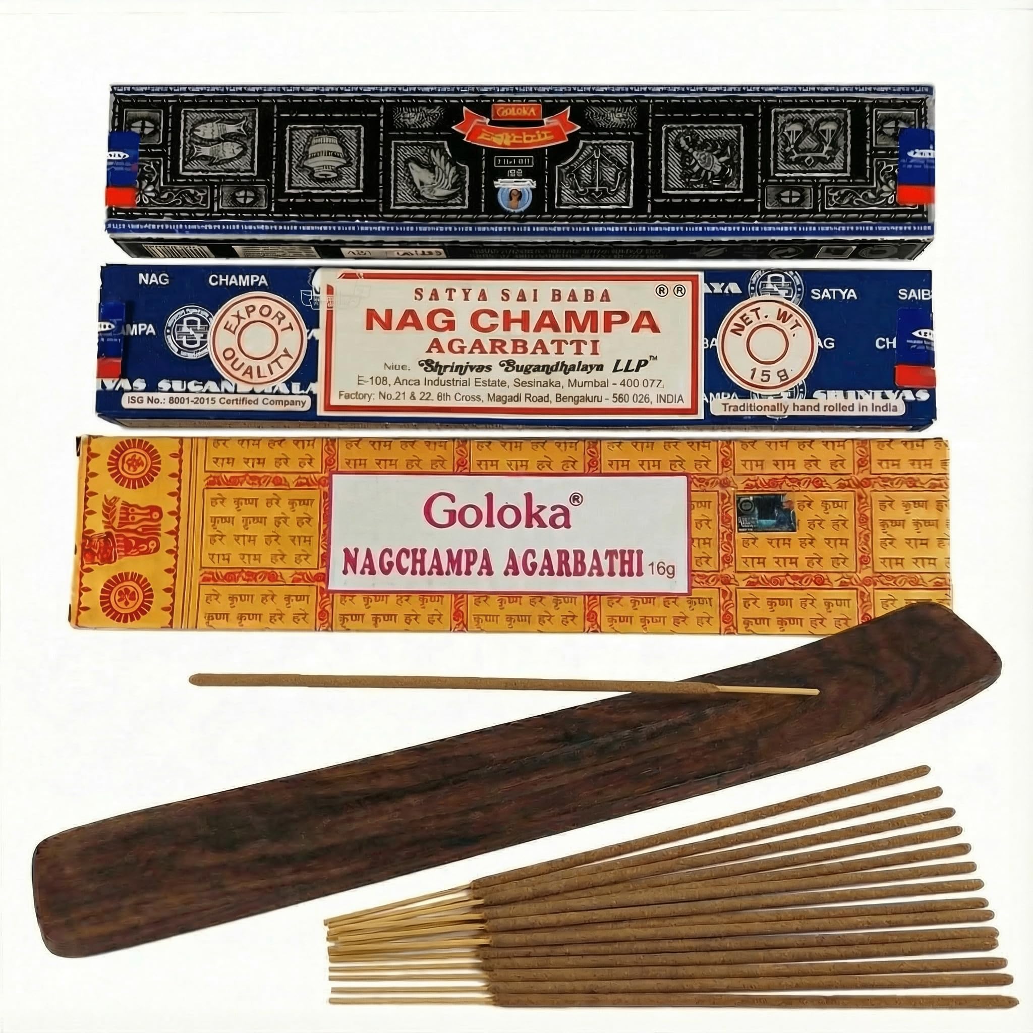 ART-CRAFT Premium Nag Champa Räucherstäbchen 3er Set – Handg