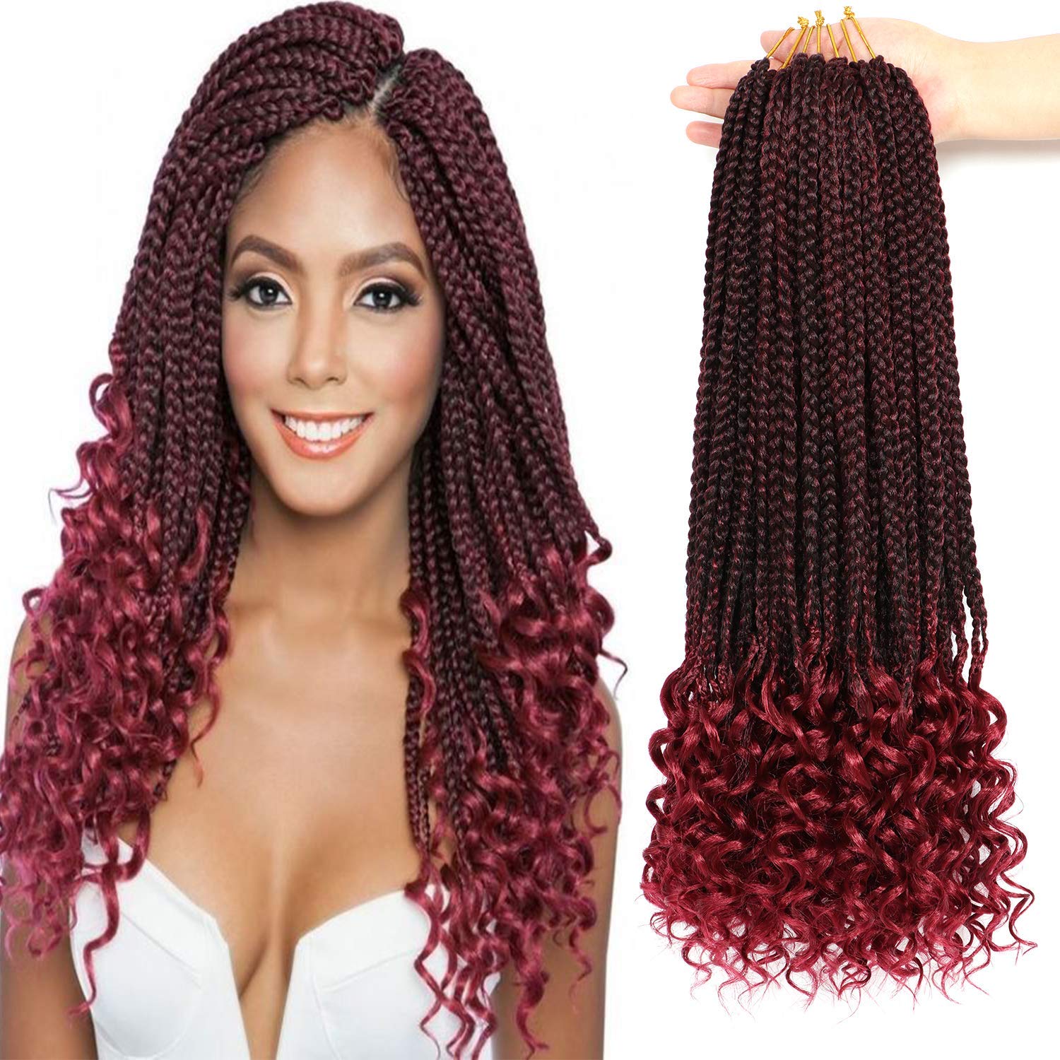 7 Packs 14 Inch Boho Goddess Box Braids Crochet Hair for Black Women (TBug#, 14 Inch (Pack of 7))