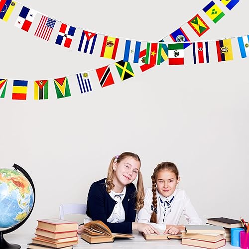 Miniatura 4 de Banderas de cuerda internacionales de 224 países del mundo, pequeñas banderas nacionales, banderas de todos los países, 8.2 x 5.5 pulgadas, 230 pies